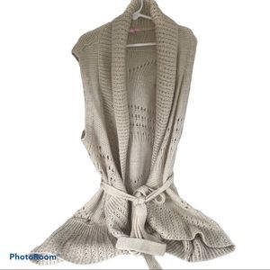 Dolled Up Cream Beige Knit Open Sweater Vest